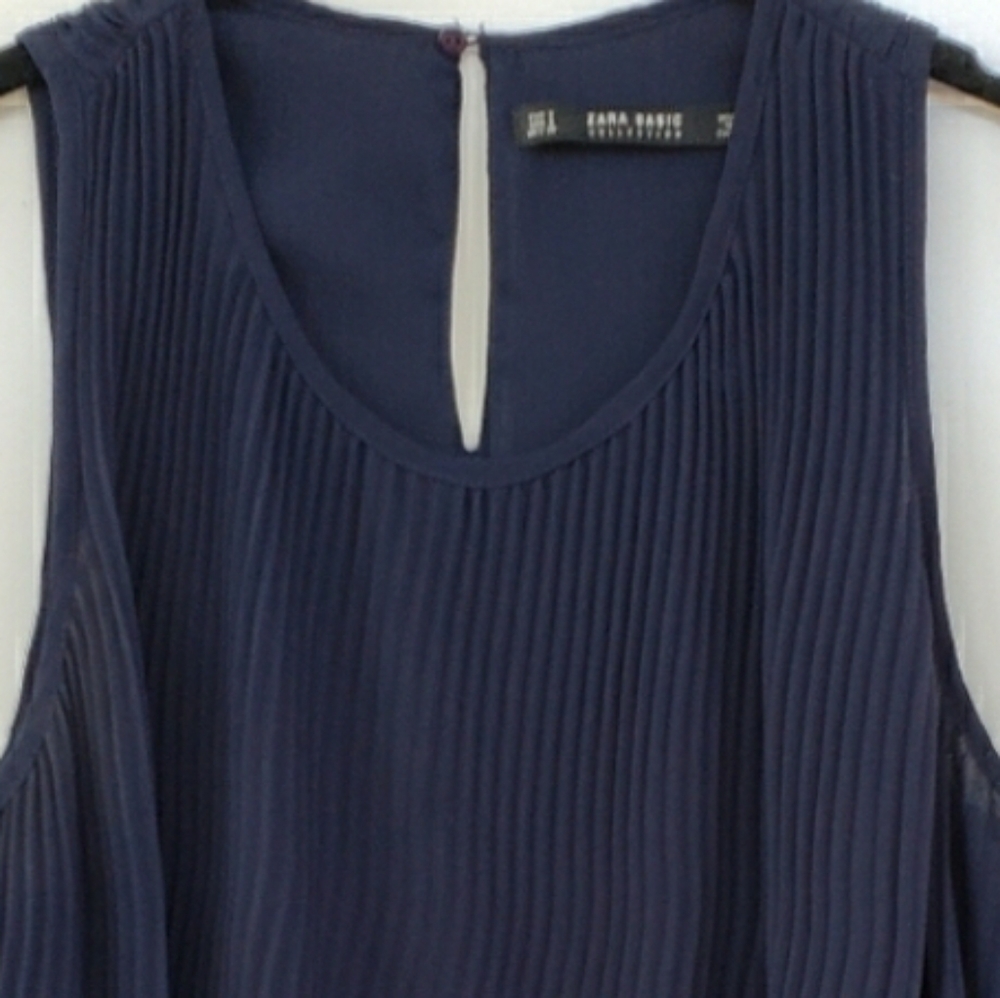 ZARA Basic Collection Navy Blue Sheer Top